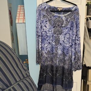 ONE WORLD Blue and Black High Low Dress